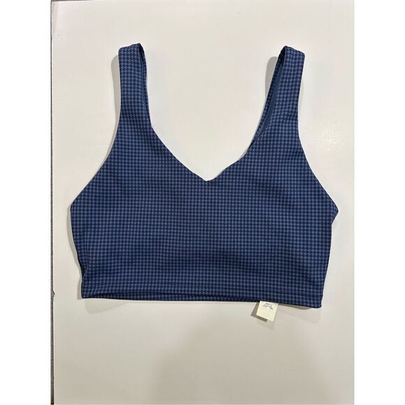 Size M Offline by Aerie Recharge Least Support Sports Bra in Blue Houndstooth - Picture 3 of 12